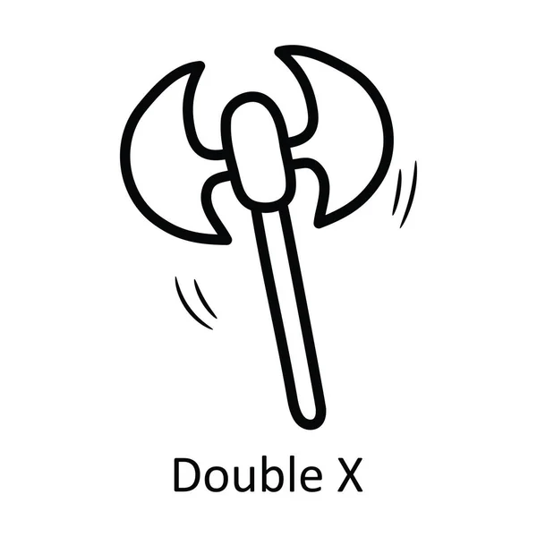 Double Vector Outline Icon Design Ilustração Símbolo Medieval Fundo Branco —  Vetores de Stock