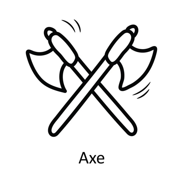 Axe Vector Outline Icono Ilustración Diseño Símbolo Medieval Sobre Fondo — Vector de stock