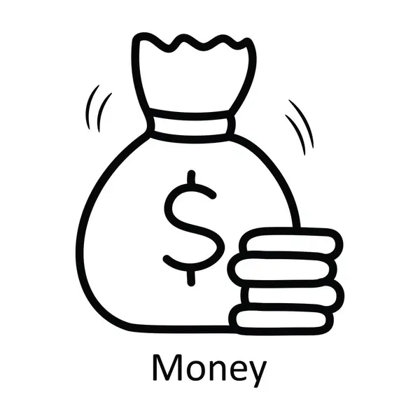 Money Vector Outline Icon Design Illustration Medieval Symbol White Background — Stock Vector