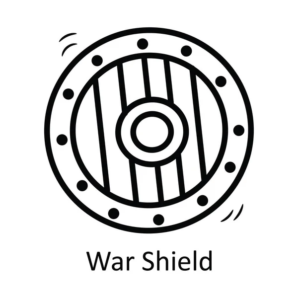 War Shield Vector Outline Icono Ilustración Diseño Símbolo Medieval Sobre — Vector de stock