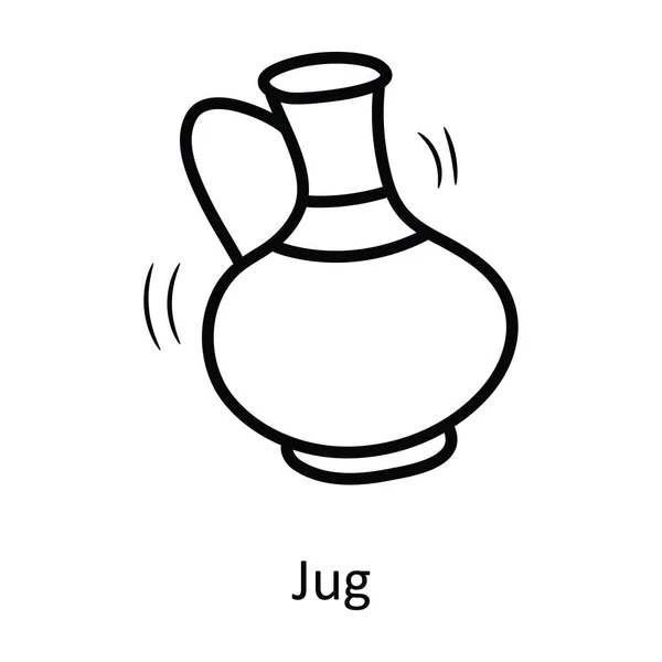 Jug Vector Outline Icono Ilustración Diseño Símbolo Medieval Sobre Fondo — Vector de stock