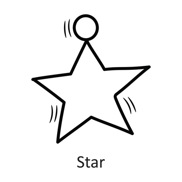 Star Vector Outline Icon Design Illustration New Year Symbol White — Stock Vector