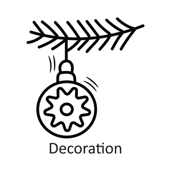 Διακόσμηση Διάνυσμα Περίγραμμα Εικονίδιο Σχεδιασμός Εικονογράφηση Νέο Έτος Σύμβολο Λευκό — Διανυσματικό Αρχείο