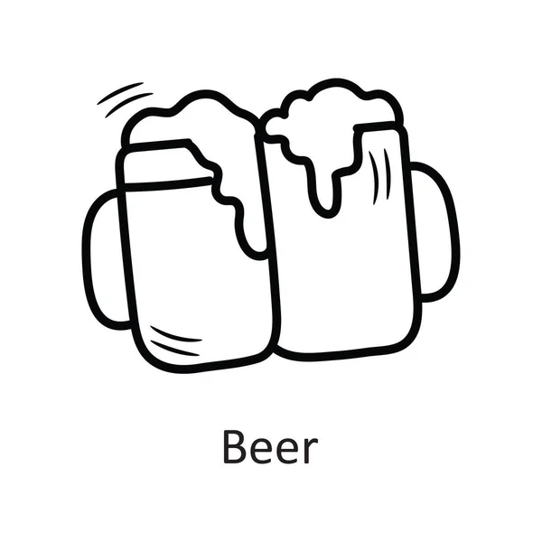 Bier Vektorumriss Icon Design Illustration Neujahrssymbol Auf Weißem Hintergrund Eps — Stockvektor
