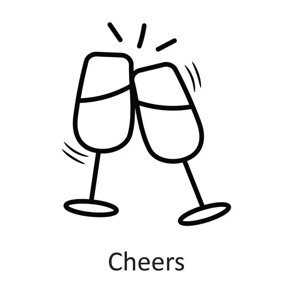 Cheers Vector Outline Icon Design Illustration Símbolo Ano Novo Fundo — Vetor de Stock