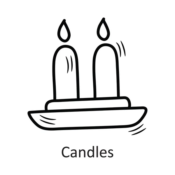 Candele Vettore Contorno Icona Design Illustrazione Simbolo Capodanno Sfondo Bianco — Vettoriale Stock