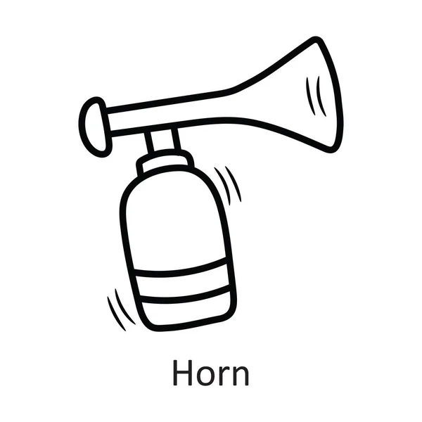 Horn Vector Outline Icon Design Illustration Inglês Símbolo Ano Novo — Vetor de Stock