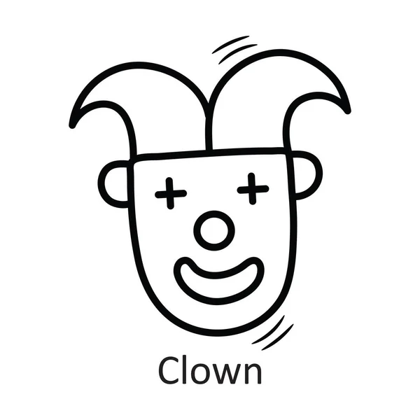 Clown Vektor Skizzieren Icon Design Illustration Neujahrssymbol Auf Weißem Hintergrund — Stockvektor