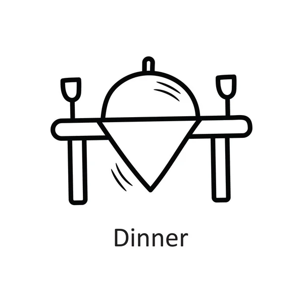 Dinner Vector Outline Icon Design Illustration Símbolo Ano Novo Fundo — Vetor de Stock