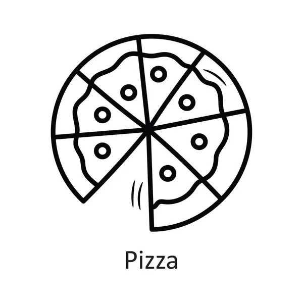 Pizza vektör ana hatları Simge Tasarımı illüstrasyonu. Beyaz arkaplan EPS 10 Dosyasında Yeni Yıl Sembolü