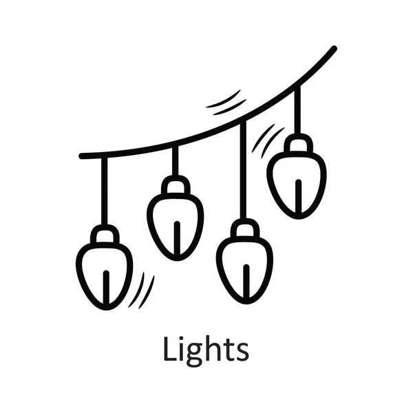Lights Vector Outline Icon Design Illustration Símbolo Ano Novo Fundo — Vetor de Stock