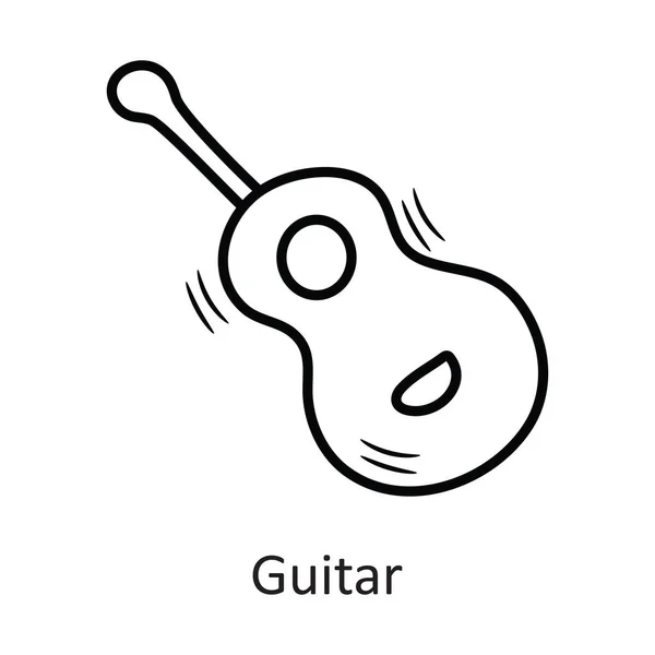 ギターベクトルアウトラインアイコンデザインイラスト ホワイトバックグラウンドEps 10ファイルの新年シンボル — ストックベクタ