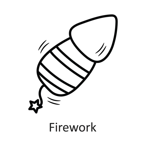 Firework Vector Outline Icon Design Illustration Símbolo Ano Novo Fundo — Vetor de Stock