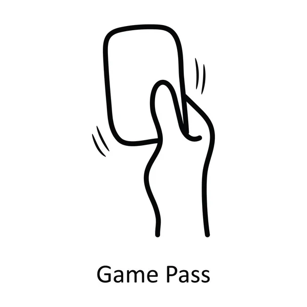 Game Pass Vector Overzicht Pictogram Ontwerp Illustratie Olympisch Symbool Witte — Stockvector