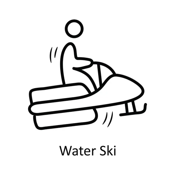 Water Ski Διάνυσμα Περίγραμμα Εικονίδιο Σχεδιασμός Εικόνα Ολυμπιακό Σύμβολο Λευκό — Διανυσματικό Αρχείο