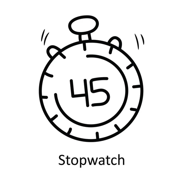 Stop Watch Vector Outline Icon Design Illustration Olympic Symbol White — Stock Vector