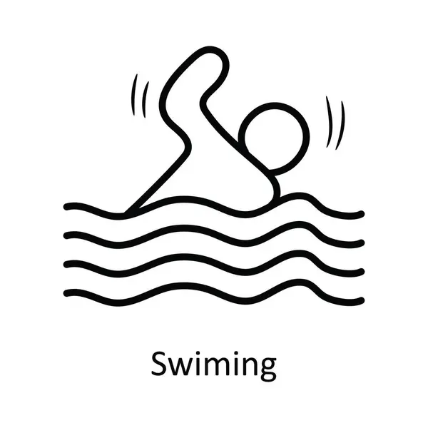 Swimming Vector Outline Icon Design Illustration Olympic Symbol White Background — Stock Vector