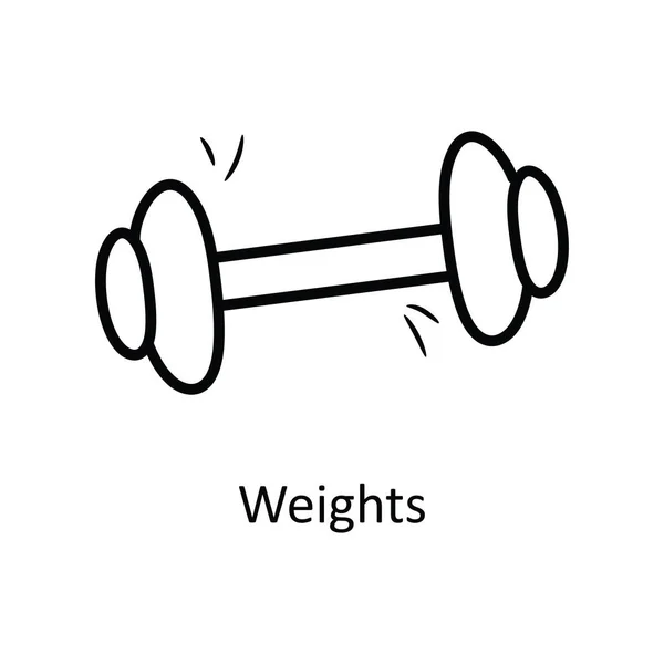 Gewichten Vector Overzicht Pictogram Ontwerp Illustratie Olympisch Symbool Witte Achtergrond — Stockvector