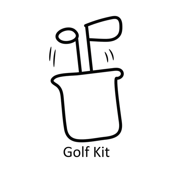 Векторный Контур Набора Golf Kit Иллюстрация Дизайна Иконок Олимпийский Огонь — стоковый вектор