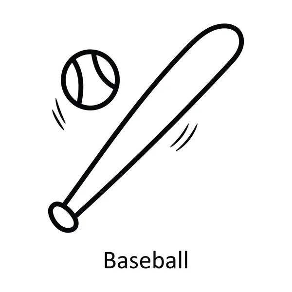 Baseball Wektor Zarys Icon Design Ilustracji Symbol Olimpijski Białym Tle — Wektor stockowy