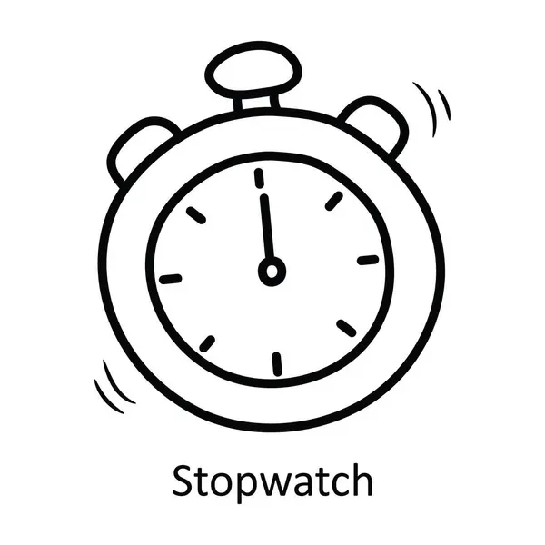 Stopwatch Vector Outline Icon Ontwerp Illustratie Olympisch Symbool Witte Achtergrond — Stockvector