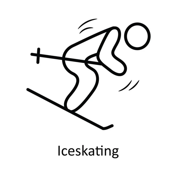Ice Skating Vector Outline Icon Design Illustration Olympic Symbol White — Stock Vector
