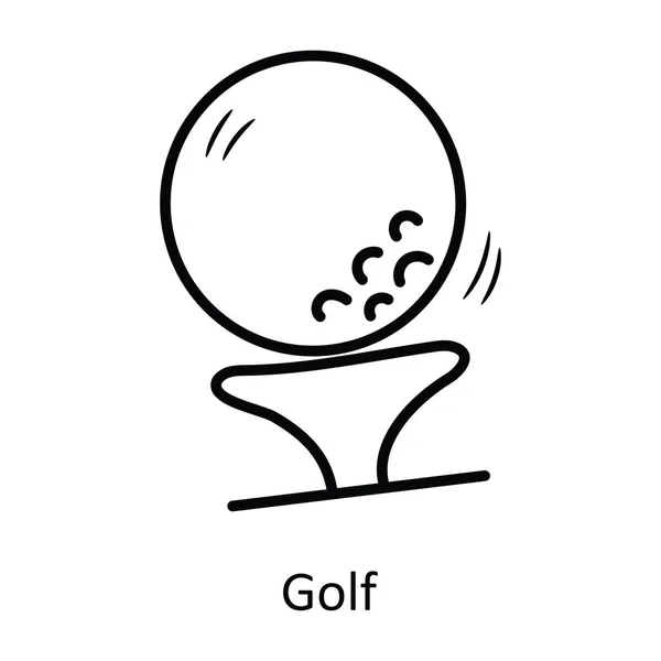 Golf Vector Overzicht Pictogram Ontwerp Illustratie Olympisch Symbool Witte Achtergrond — Stockvector