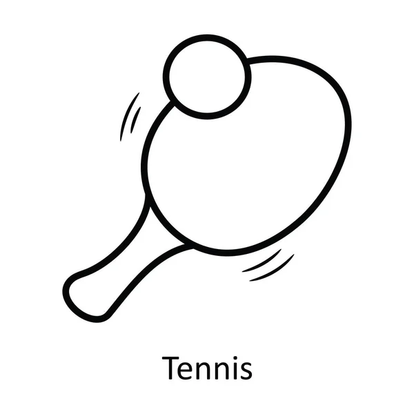 Tennis Vector Overzicht Pictogram Ontwerp Illustratie Olympisch Symbool Witte Achtergrond — Stockvector