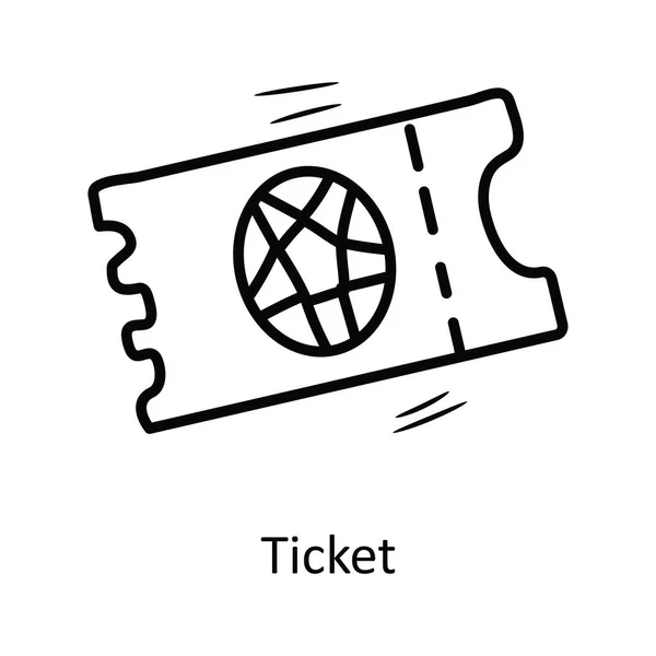 Ticket Vector Outline Icon Design Illustration Símbolo Olímpico Fundo Branco — Vetor de Stock