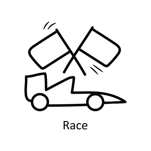 Race Vector Overzicht Pictogram Ontwerp Illustratie Olympisch Symbool Witte Achtergrond — Stockvector