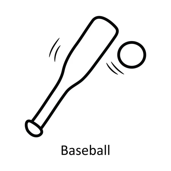 Béisbol Esquema Vectorial Icono Diseño Ilustración Símbolo Olímpico Sobre Fondo — Vector de stock