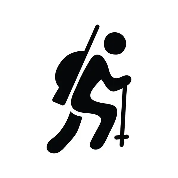 Hike Vector Sólido Icono Diseño Ilustración Símbolo Olímpico Sobre Fondo — Archivo Imágenes Vectoriales