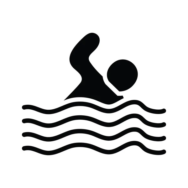 Simning Vektor Fast Ikon Design Illustration Olympisk Symbol Vit Bakgrund — Stock vektor
