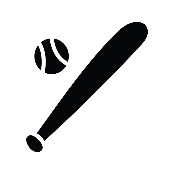 Baseball Vektor Solid Ikon Design Illustration Olympisk Symbol Vit Bakgrund — Stock vektor