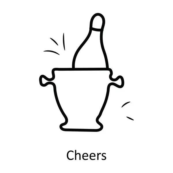 Cheers Vector Outline Icon Design Illustration Festa Comemorar Símbolo Fundo — Vetor de Stock