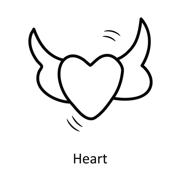Kalp Vektörü Ana Hatları Simge Tasarım Çizimi Beyaz Arkaplan Eps — Stok Vektör