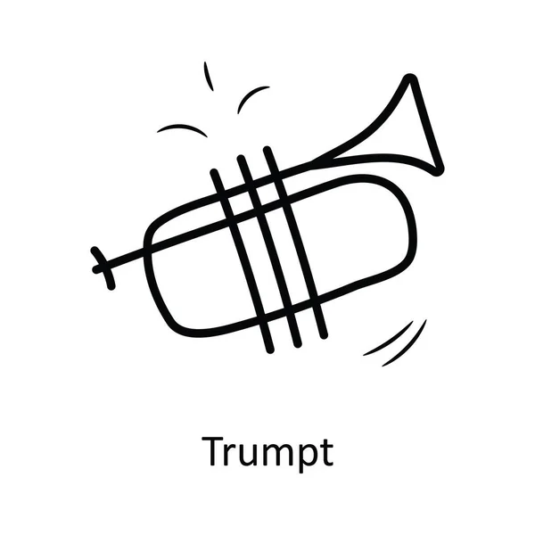 Vektorový Obrys Trumpety Ikona Design Ilustrace Party Oslavit Symbol Bílém — Stockový vektor