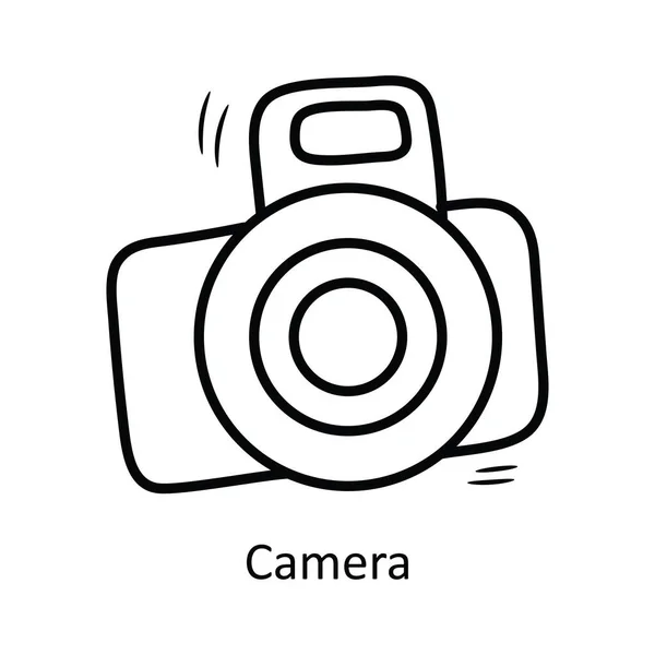 Camera Vector Outline Icon Design Illustration Party Celebrate Symbol White — Stock Vector