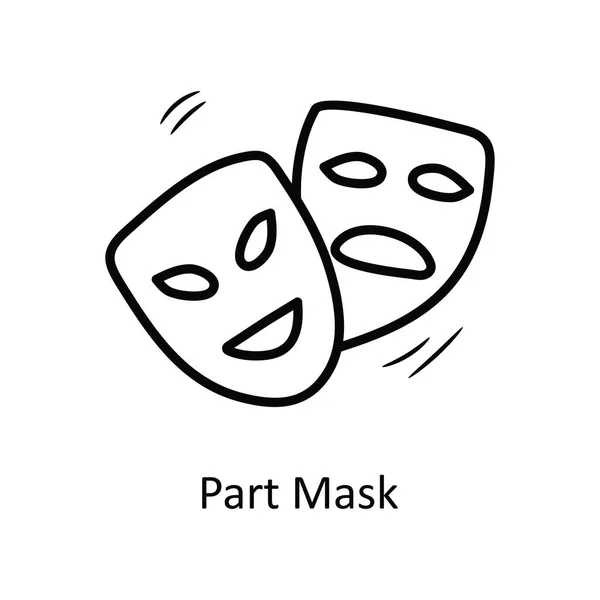 Μέρος Μάσκα Διάνυσμα Περίγραμμα Εικονίδιο Σχεδιασμός Εικόνα Κόμμα Και Γιορτάστε — Διανυσματικό Αρχείο