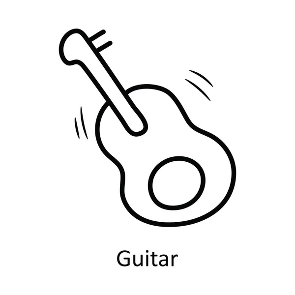 Guitare Vecteur Contour Icône Illustration Conception Fête Célébrer Symbole Sur — Image vectorielle