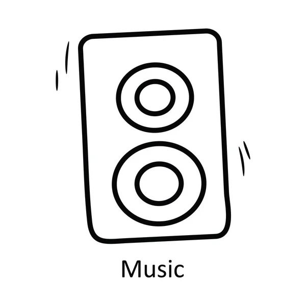 Музика Векторний Контур Ілюстрація Дизайну Піктограм Вечірка Святкування Символу Білому — стоковий вектор