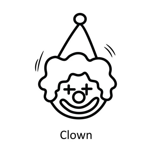 Clown Vector Outline Icon Design Illustration Party Celebrate Symbol White — Stock Vector