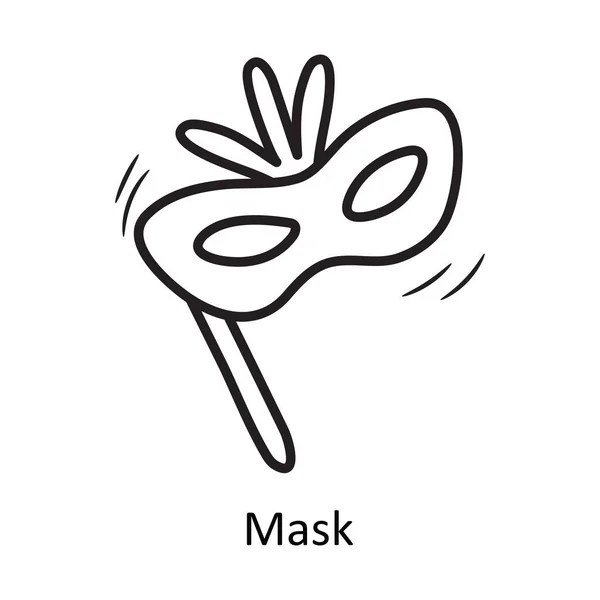Máscara Vetor Esboço Icon Design Ilustração Festa Comemorar Símbolo Fundo — Vetor de Stock