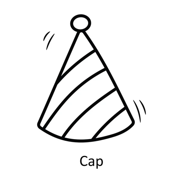 Cap Contour Vectoriel Icône Illustration Conception Fête Célébrer Symbole Sur — Image vectorielle