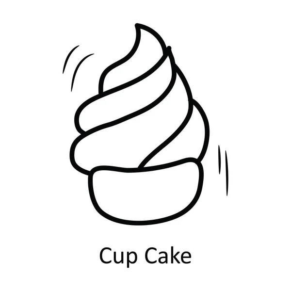 Cup Cake Vector Outline Icon Design Illustration Party Celebrate Symbol — Stock Vector