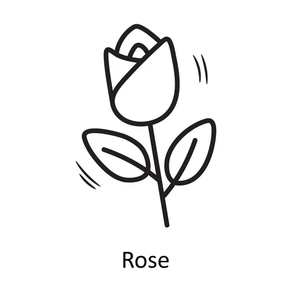 Rose Vector Outline Icon Design Illustration Party Celebrate Symbol White — Stock Vector