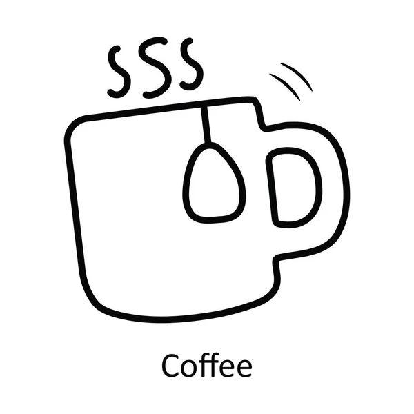 Kaffee Vektorumriss Icon Design Illustration Party Celebrate Symbol Auf Weißem — Stockvektor