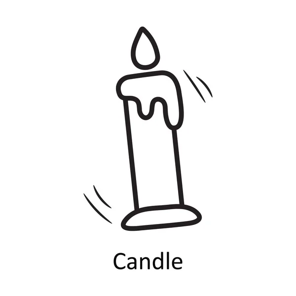 Свічка Векторний Контур Ілюстрація Дизайну Піктограм Вечірка Святкування Символу Білому — стоковий вектор