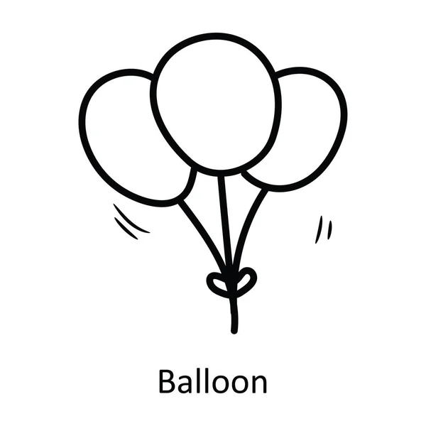 Balloon Vector Outline Icon Design Illustration Party Celebrate Symbol White — Stock Vector