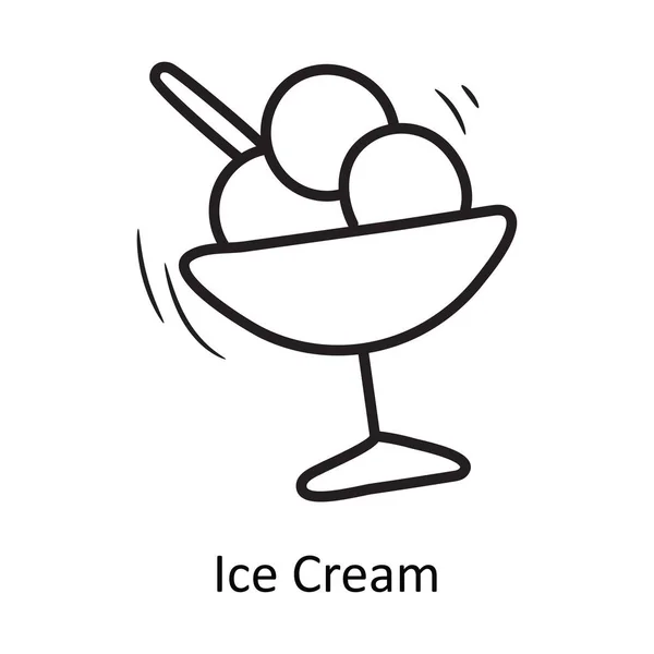 Морозиво Векторні Начерки Ілюстрації Дизайну Піктограм Вечірка Святкування Символу Білому — стоковий вектор